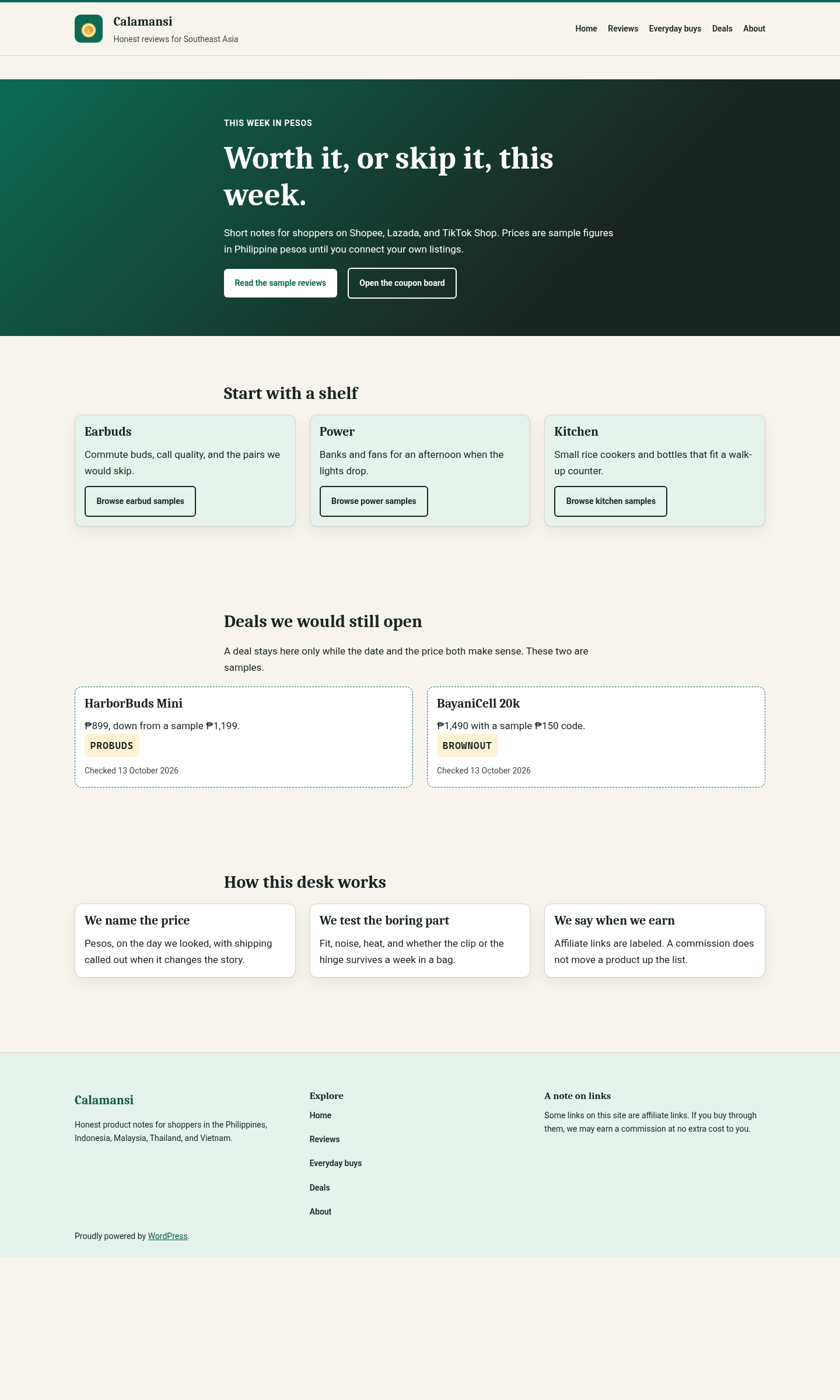 Homepage patterns